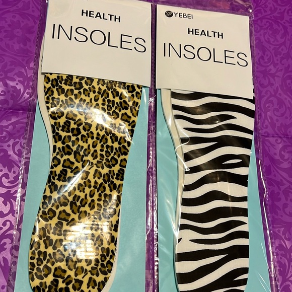 New Animal Print - Zebra & Leopard Set of Two Pair YEBEI Health Insoles Fashion - Picture 2 of 8